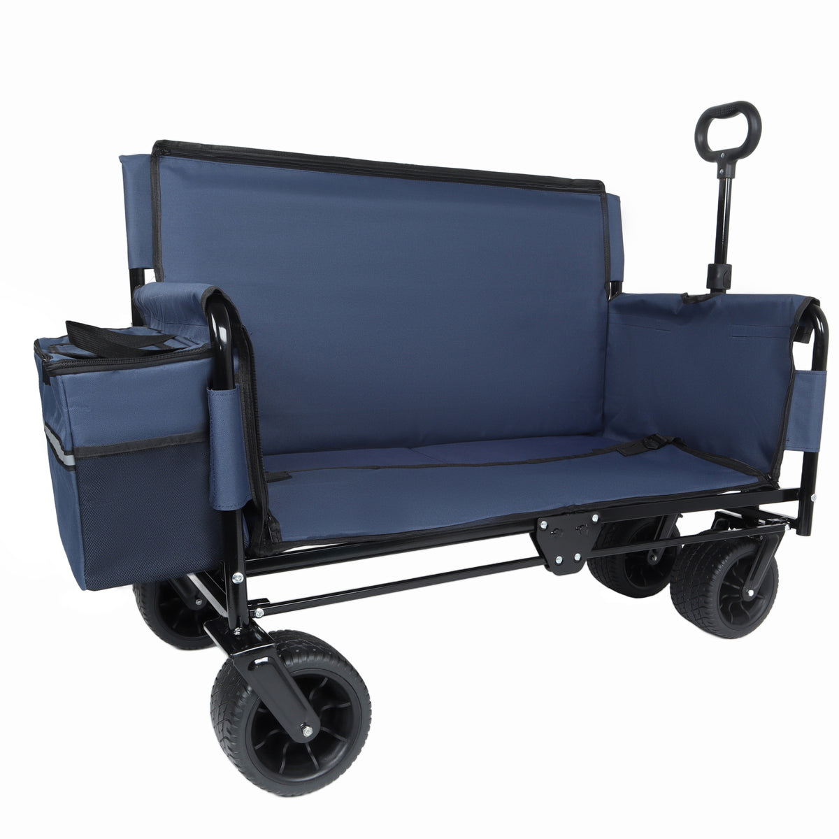 3-in-1 Folding Wagon Cart with Bench Seat & Storage for workshop, garage, storage, or utility use