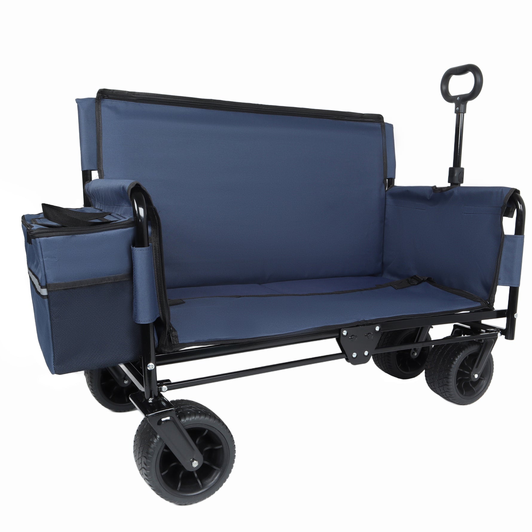 3-in-1 Folding Wagon Cart with Bench Seat & Storage for workshop, garage, storage, or utility use
