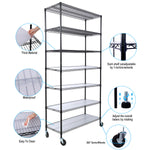 7-Tier Adjustable Wire Shelving Unit, 2450 lb Capacity for workshop, garage, storage, or utility use