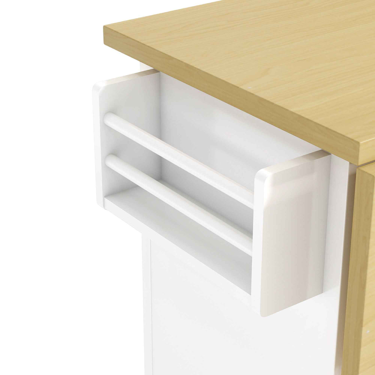 Farmhouse Kitchen Island with Drop Leaf, Power Outlet & 2 Seats product view 32