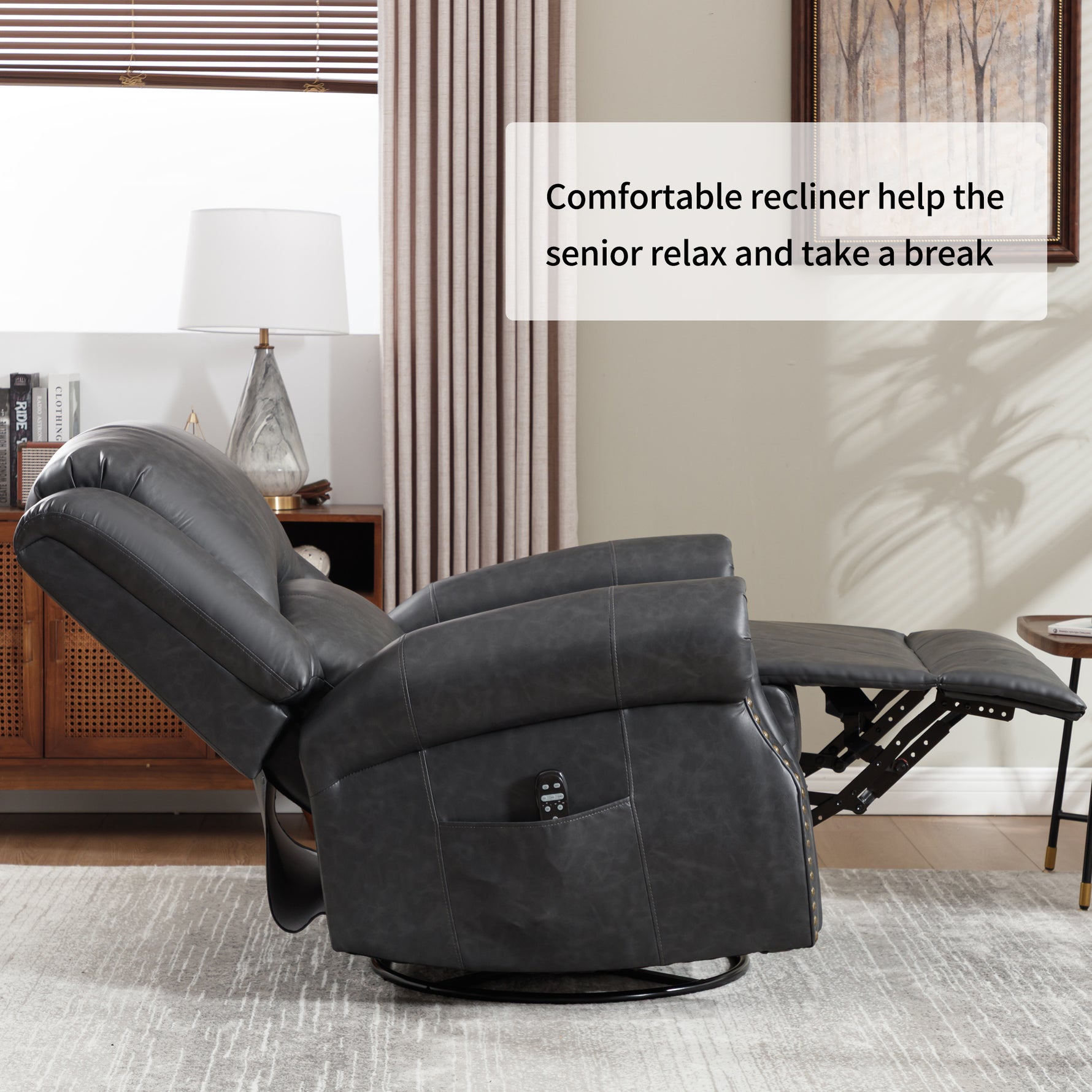 Heat Massage Manual Recliner Chair with Rocker and Swivel for Living Room detail image 68
