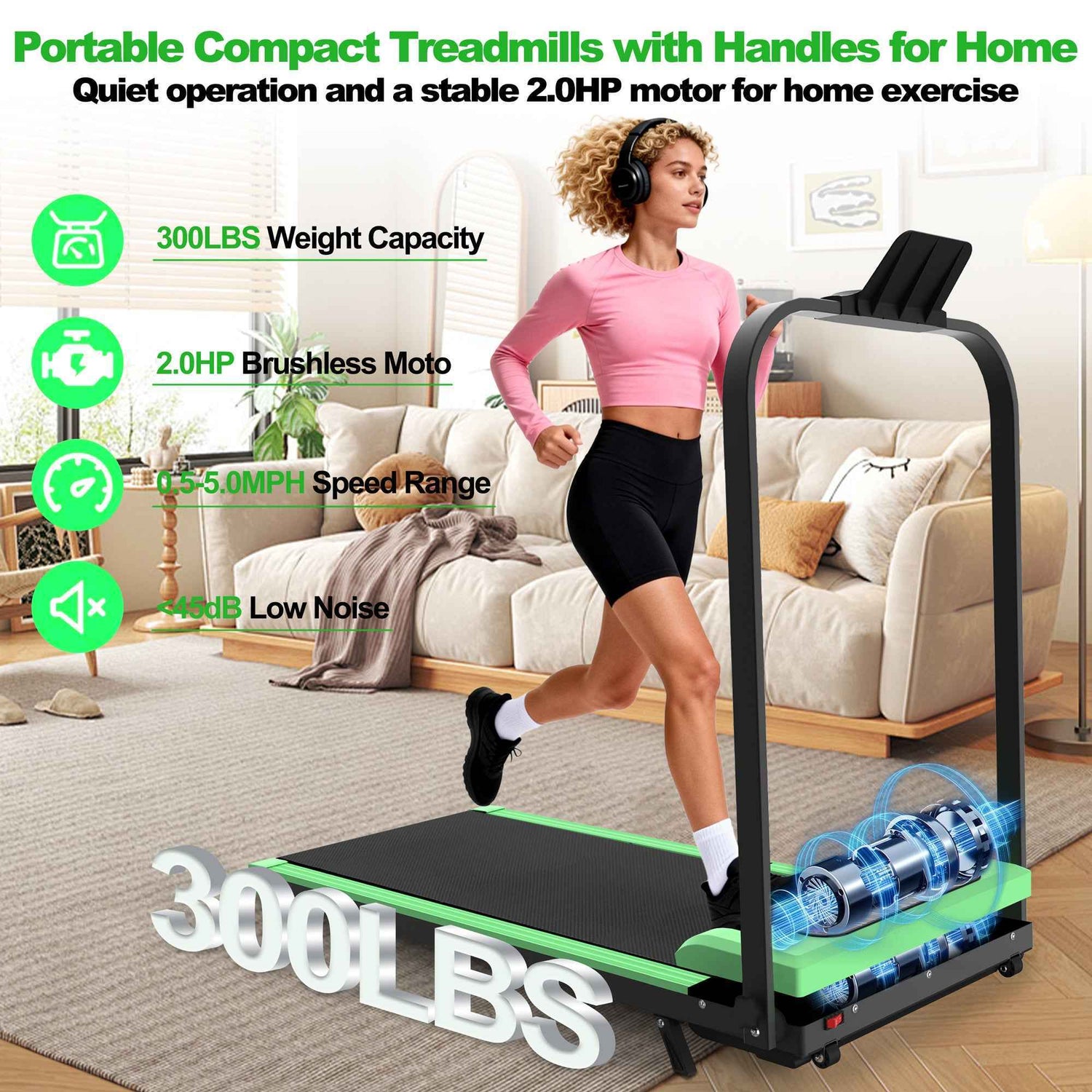 Foldable Under-Desk Walking Pad with Handlebar & Incline under-desk walking pad