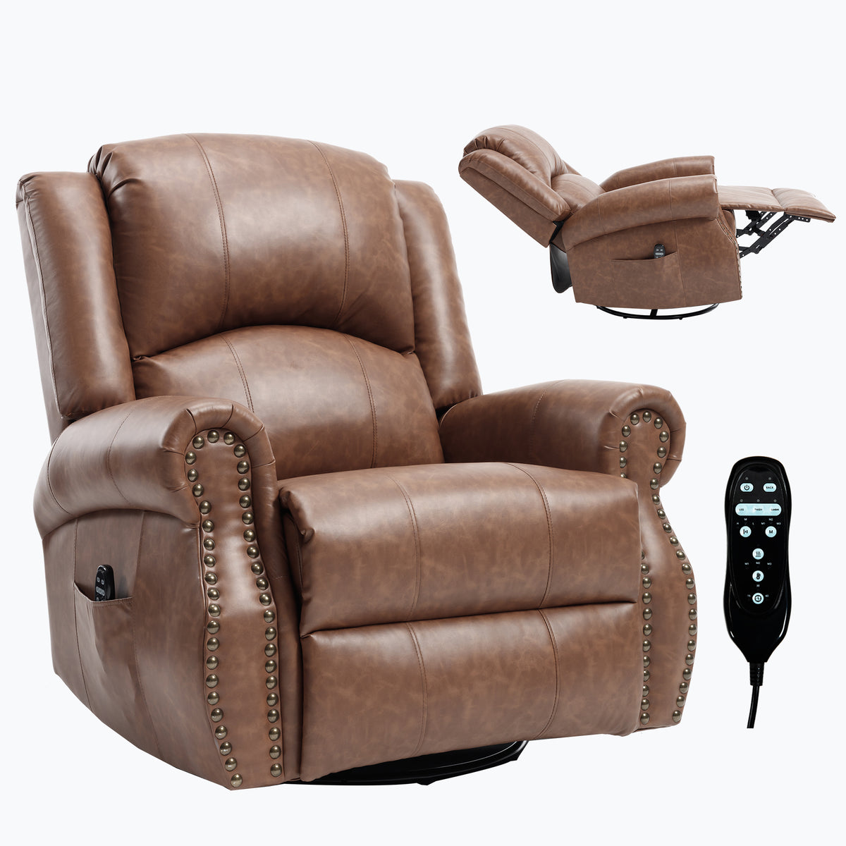 Heat Massage Manual Recliner Chair with Rocker and Swivel for Living Room detail image 8