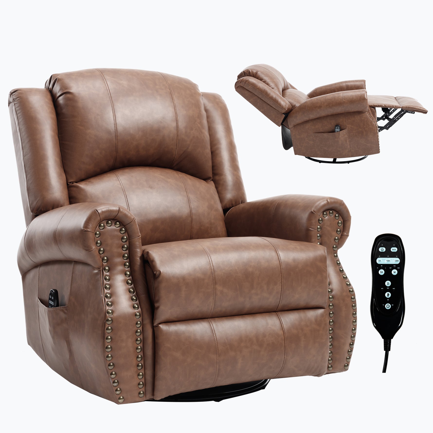 Heat Massage Manual Recliner Chair with Rocker and Swivel for Living Room detail image 8