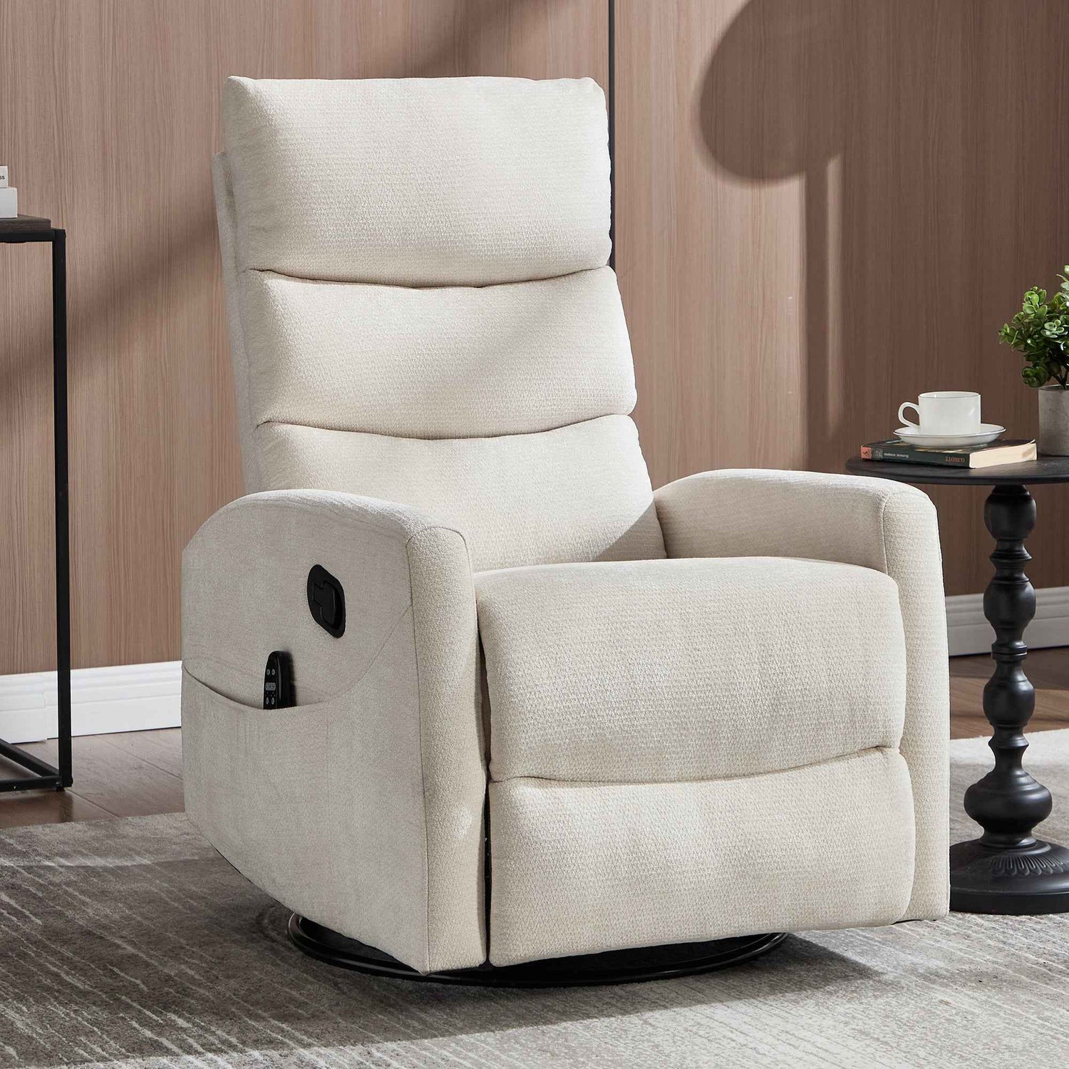 Heat Massage Manual Recliner Chair with Rocker and Swivel in Fabric for Living Room product image