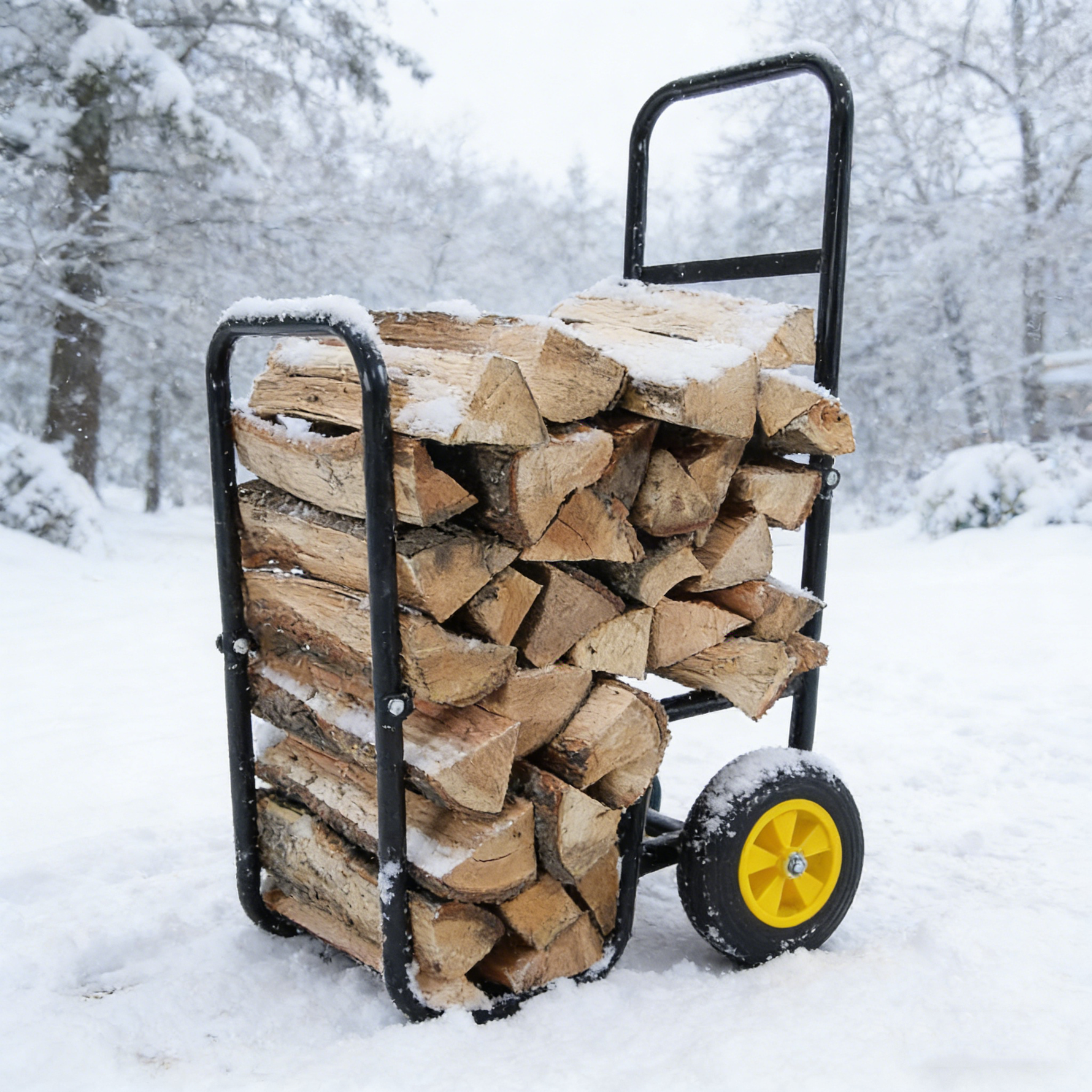 Rolling Steel Firewood Log Cart & Storage Rack for workshop, garage, storage, or utility use