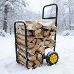 Rolling Steel Firewood Log Cart & Storage Rack for workshop, garage, storage, or utility use