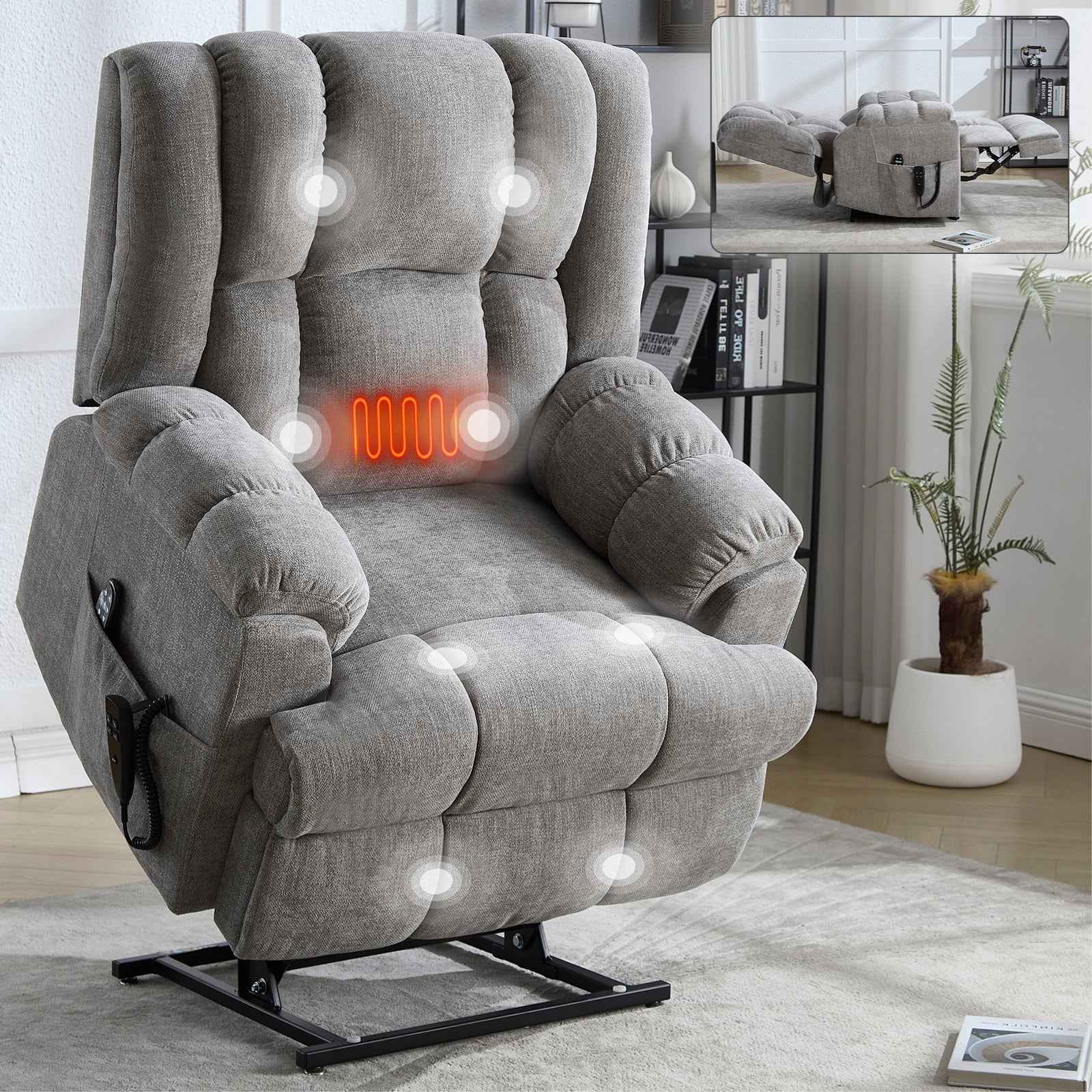 Dual-Motor Heat & Massage Power Lift Recliner, 350 lb Capacity detail image 58