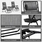 Outsunny Zero Gravity Chair Set with Side Table and Cup Holder detail image 12