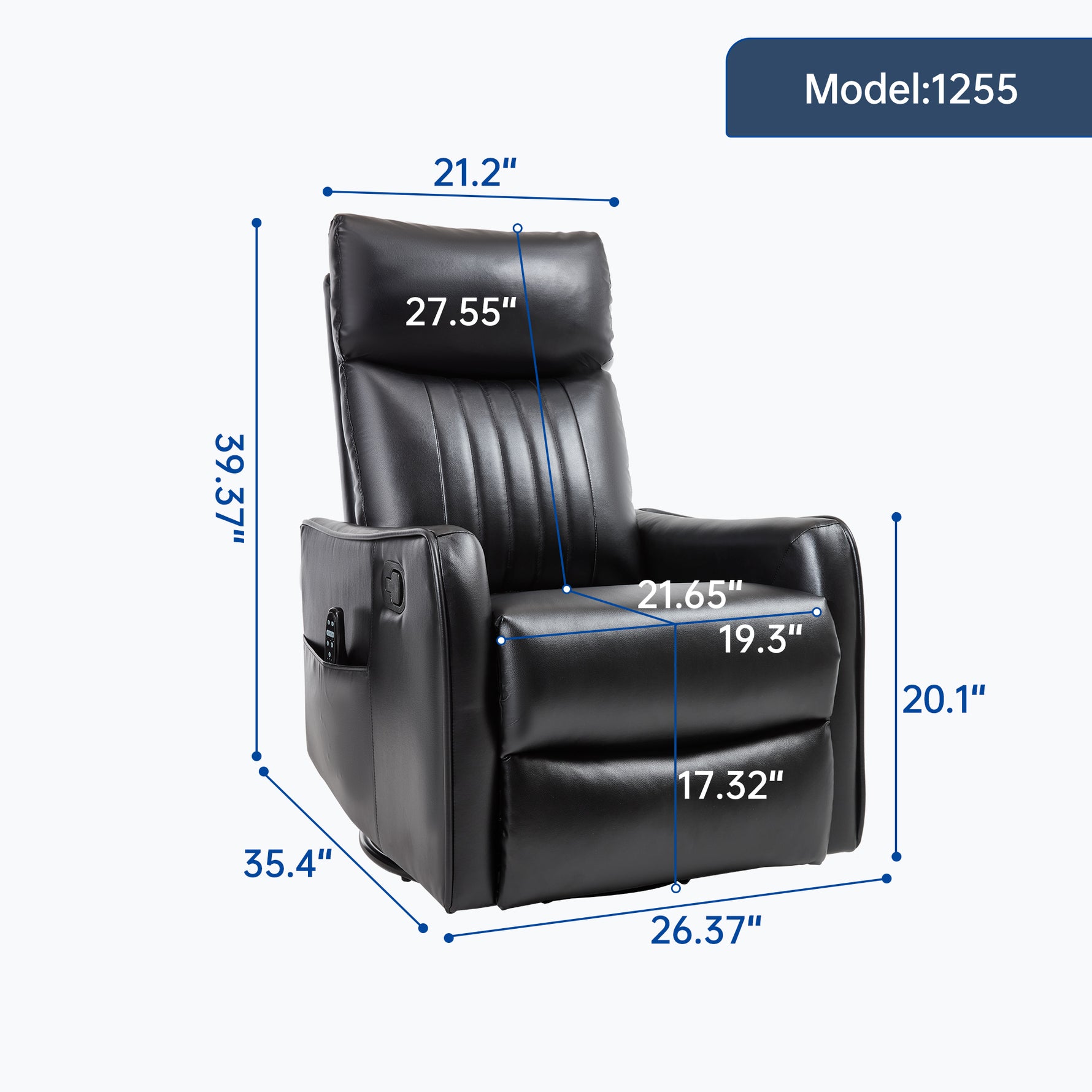 Faux Leather Heat Massage Manual Recliner Chair with Rocker and Swivel for Living Room detail image 16