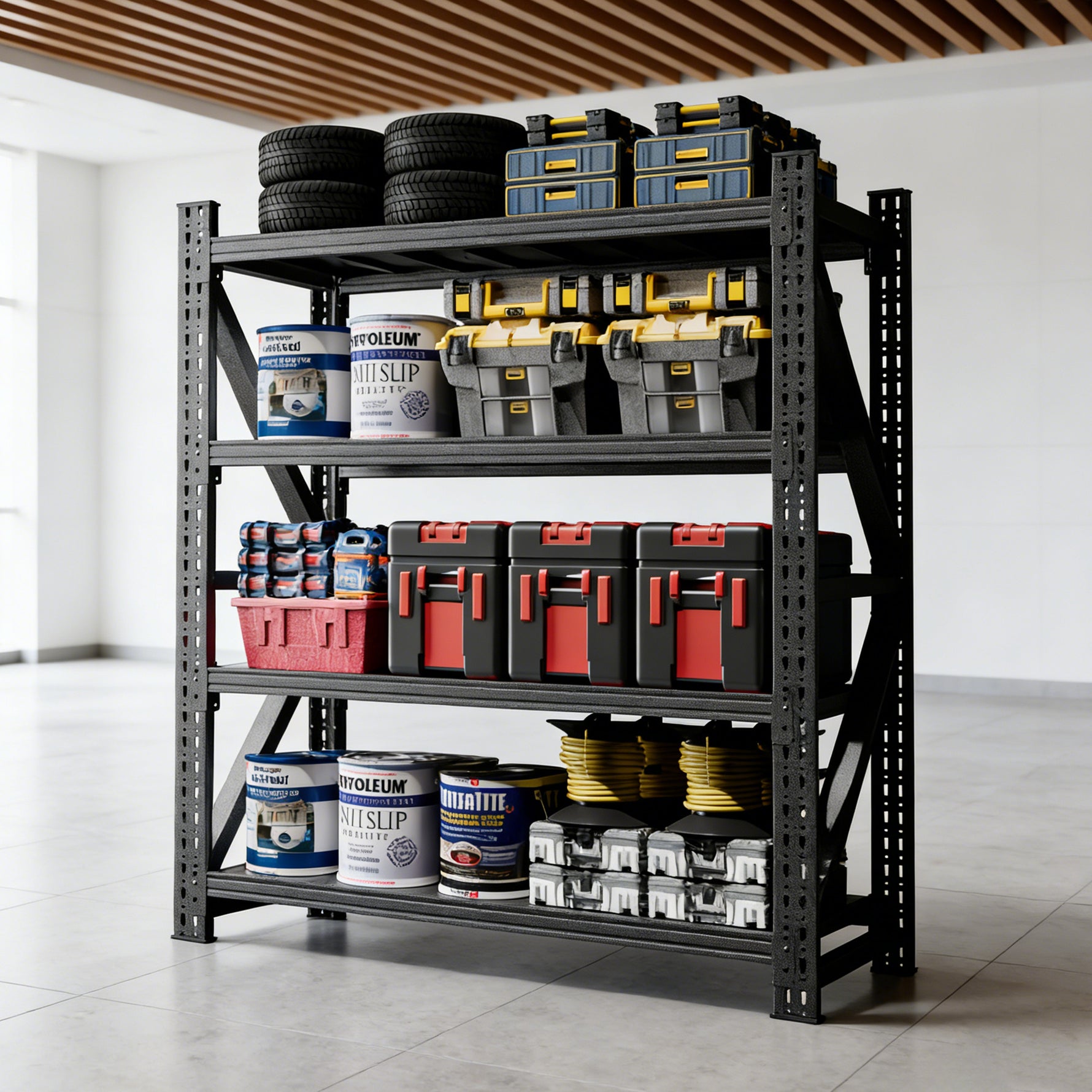 Heavy Duty Metal Adjustable Garage Shelving Unit, 4000lb Capacity Industrial Storage Rack for workshop, garage, storage, or utility use