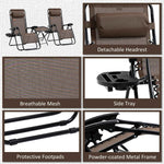 Outsunny Zero Gravity Chair Set with Side Table and Cup Holder detail image 2