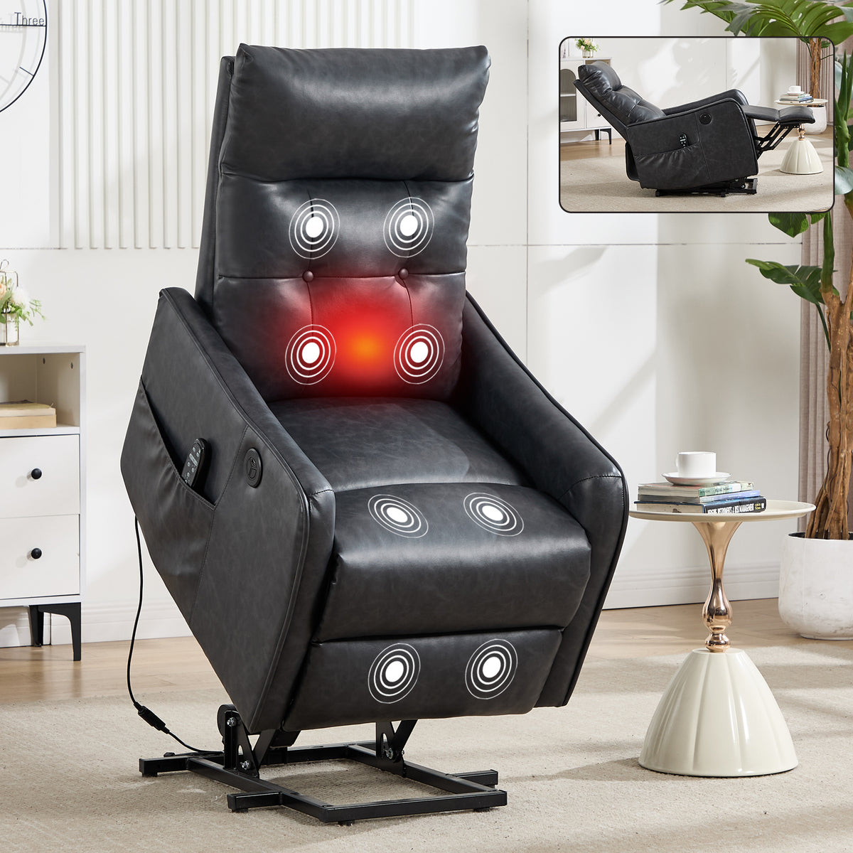 Single Motor Power Lift Recliner Chair with Massage & Heat detail image 118