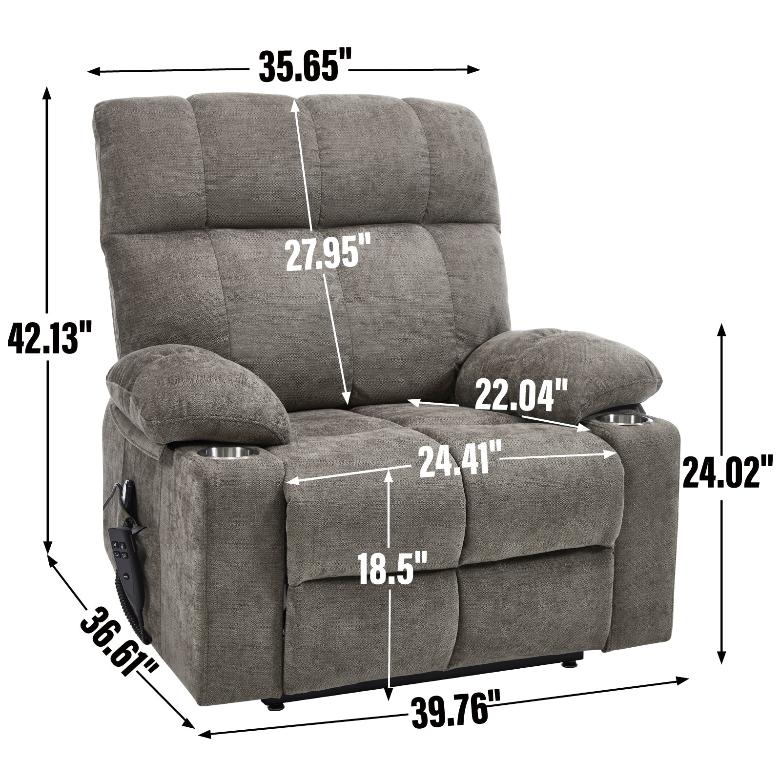 Chenille Dual-Motor Power Lift Recliner, 350 lb Capacity detail image 49