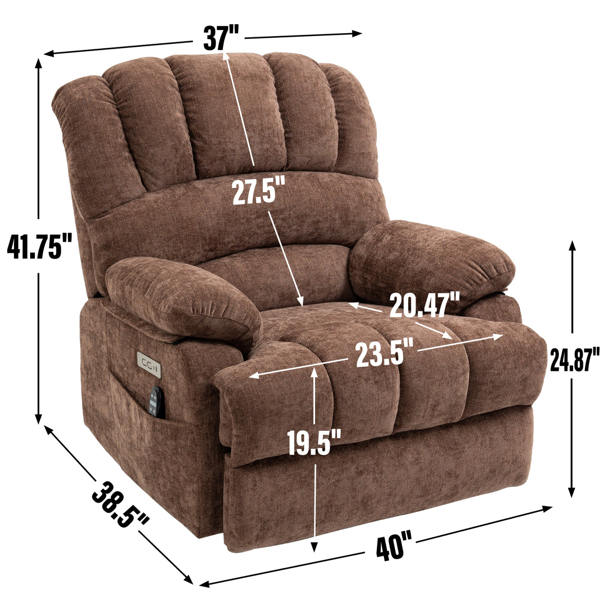 Chenille Power Lift Recliner detail image 56