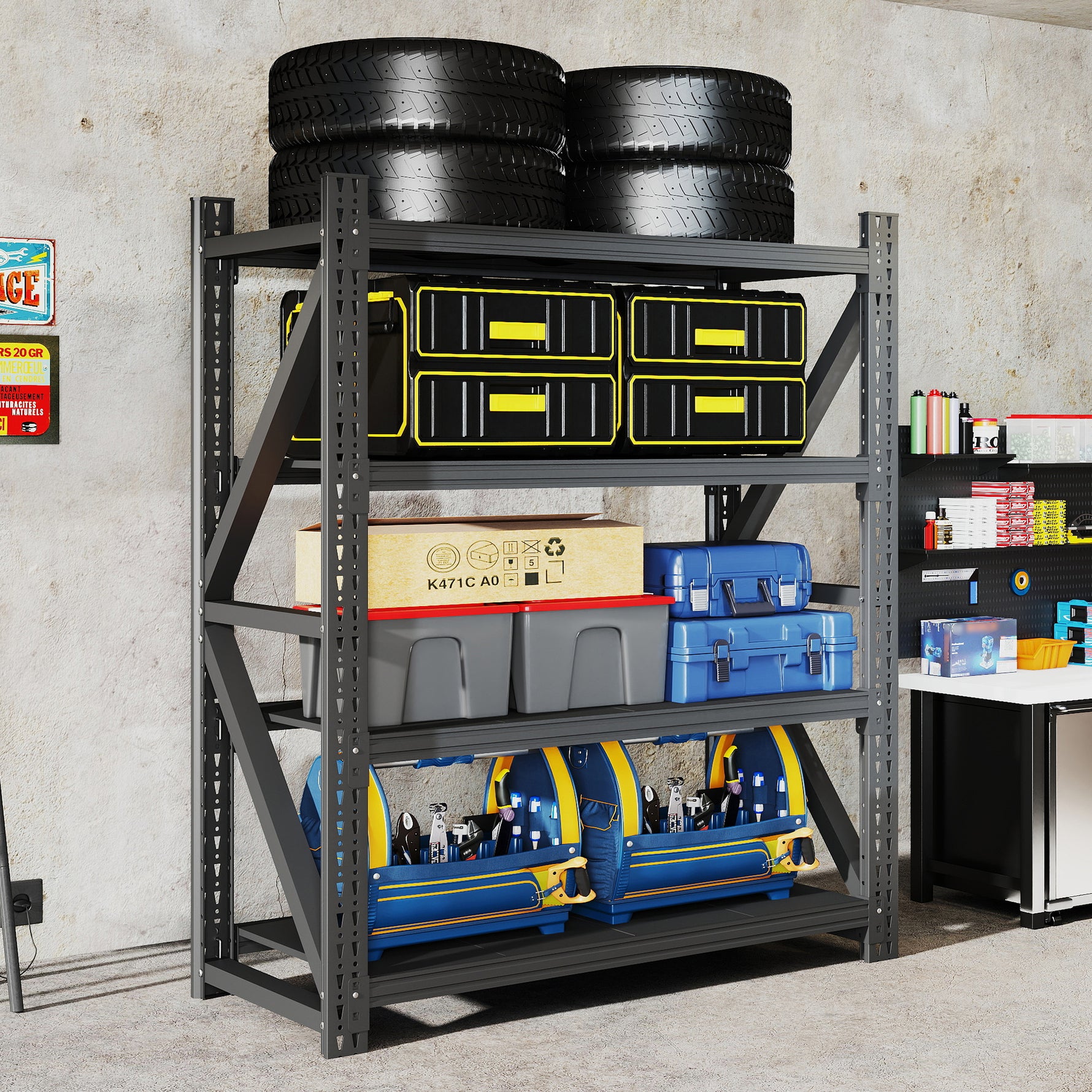 Heavy-Duty Adjustable Garage Shelving for Warehouse Storage for workshop, garage, storage, or utility use