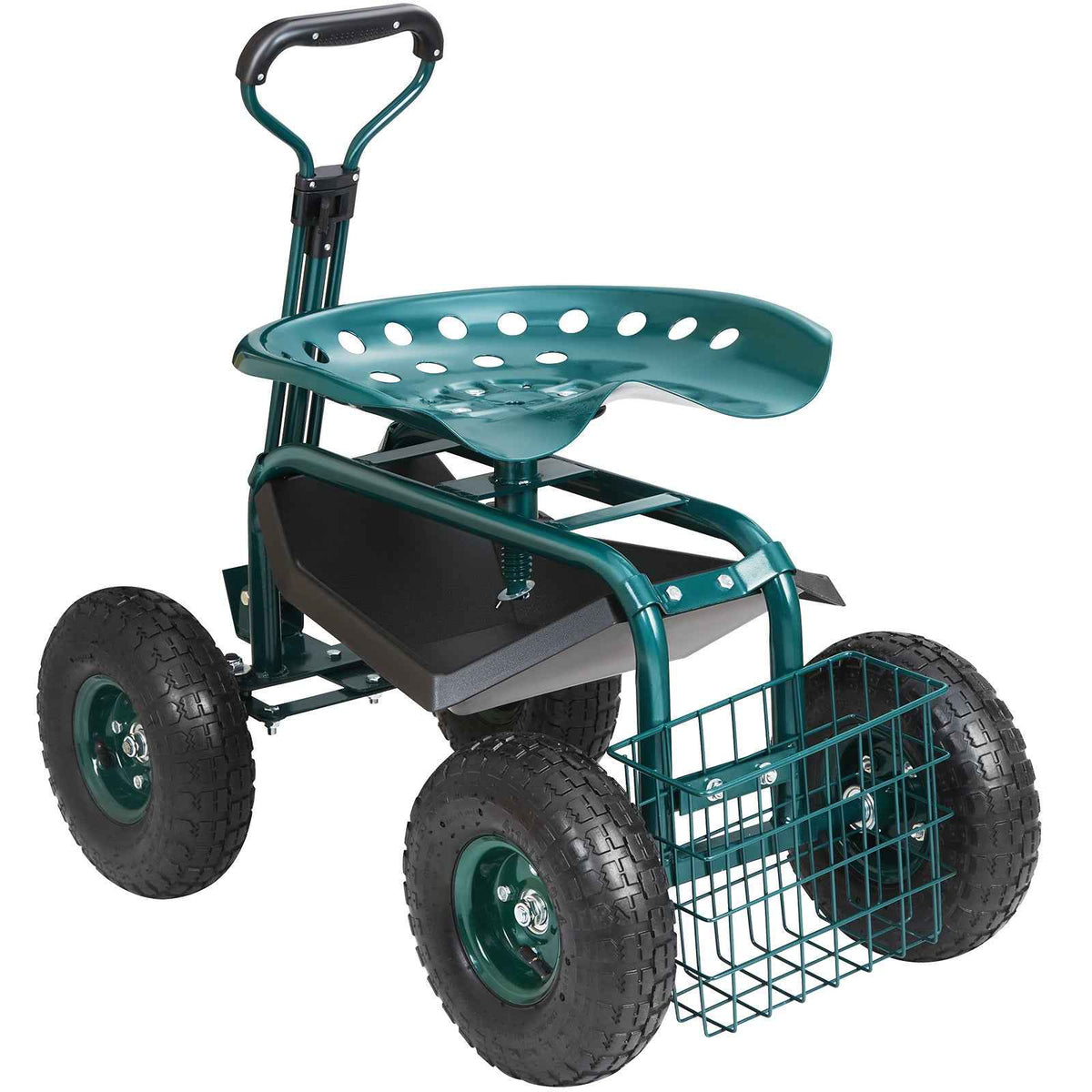 Rolling Garden Workseat with 360° Swivel Seat for workshop, garage, storage, or utility use