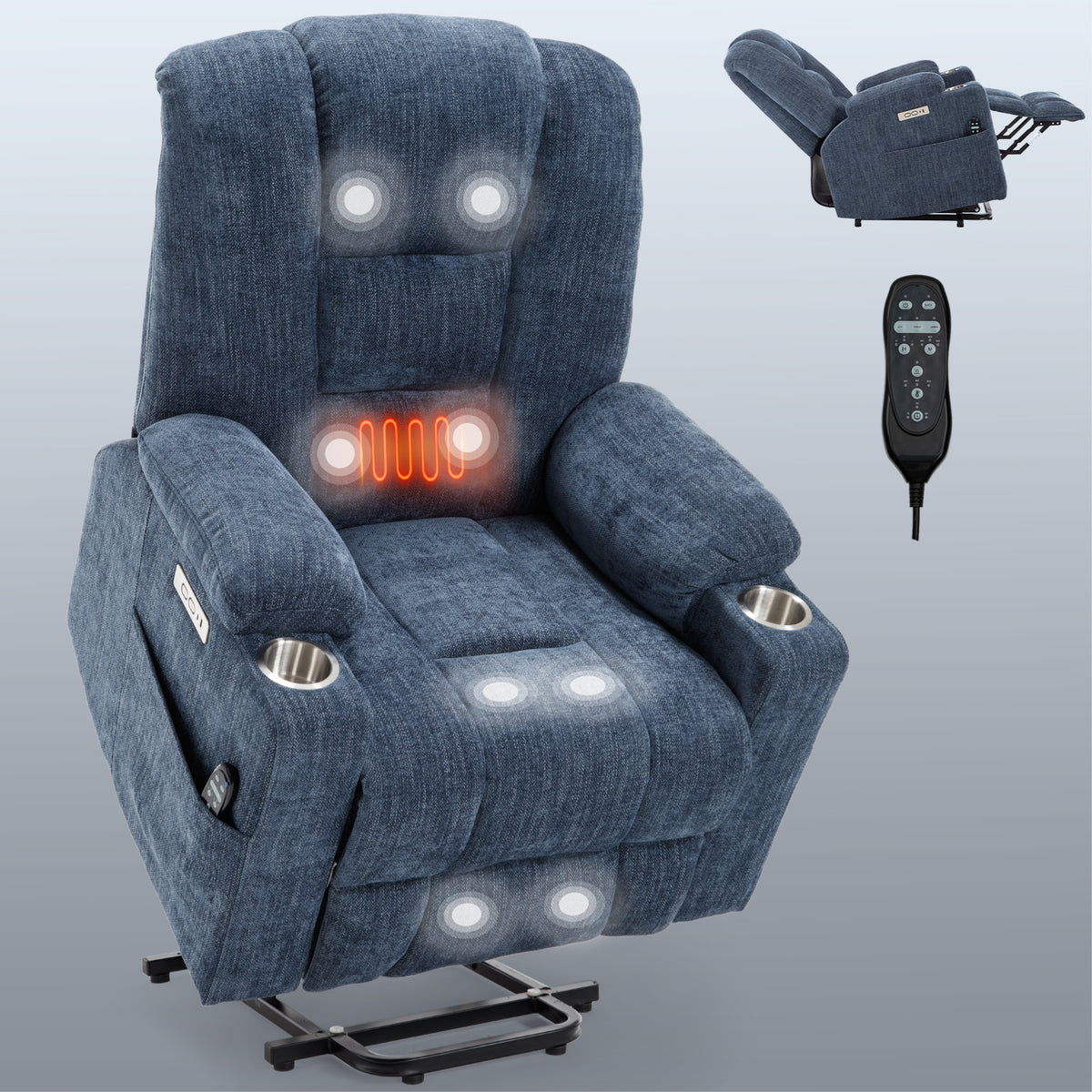 Large Dual-Motor Power Lift Heat & Massage Recliner detail image 75