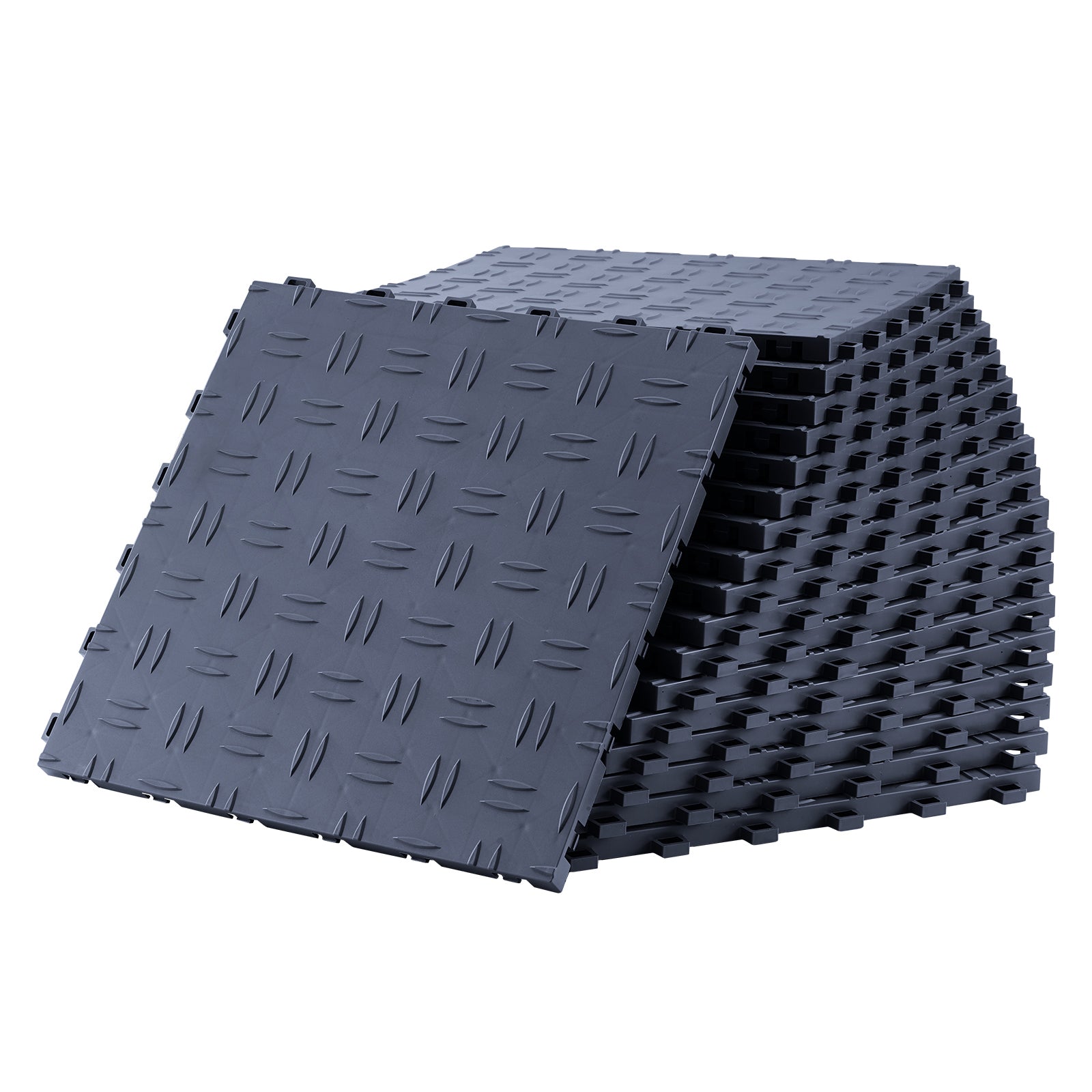 PVC Interlocking Drainage Garage Floor Tiles, 12" x 12" x 0.5" for workshop, garage, storage, or utility use