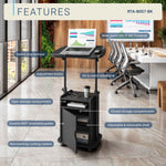 Techni Mobili Sit-to-Stand Laptop Cart with Storage mobile laptop workstation