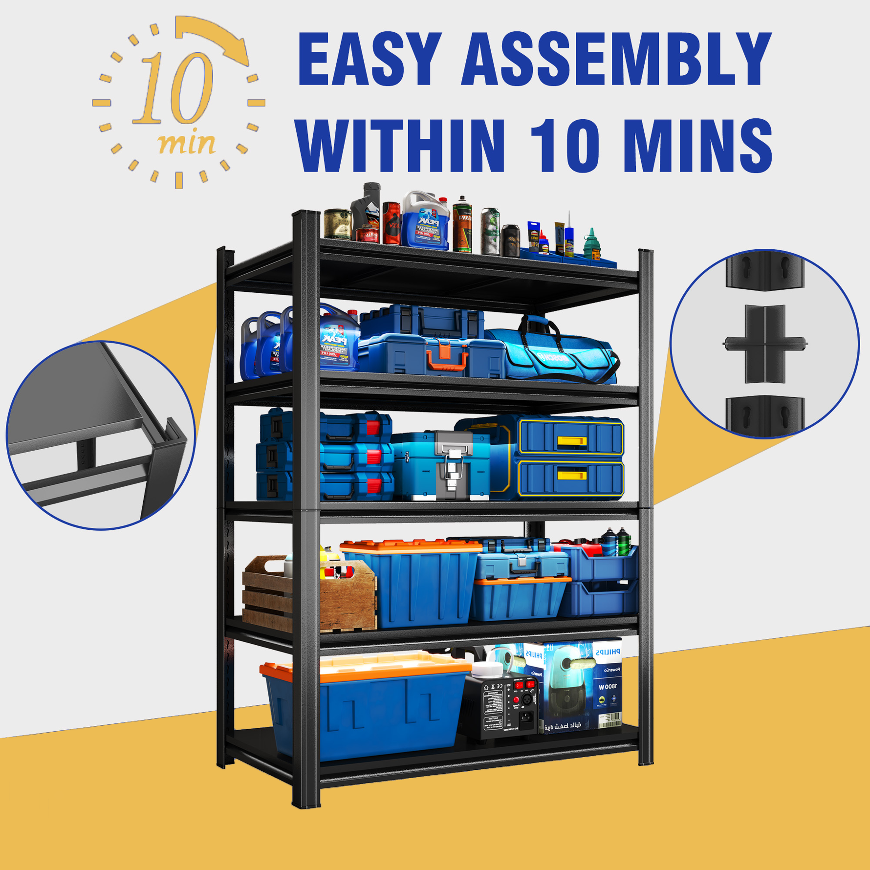 Heavy-Duty Adjustable Metal Storage Shelving Units for workshop, garage, storage, or utility use