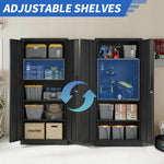 Locking Steel Garage Storage Cabinet with 4 Adjustable Shelves for workshop, garage, storage, or utility use