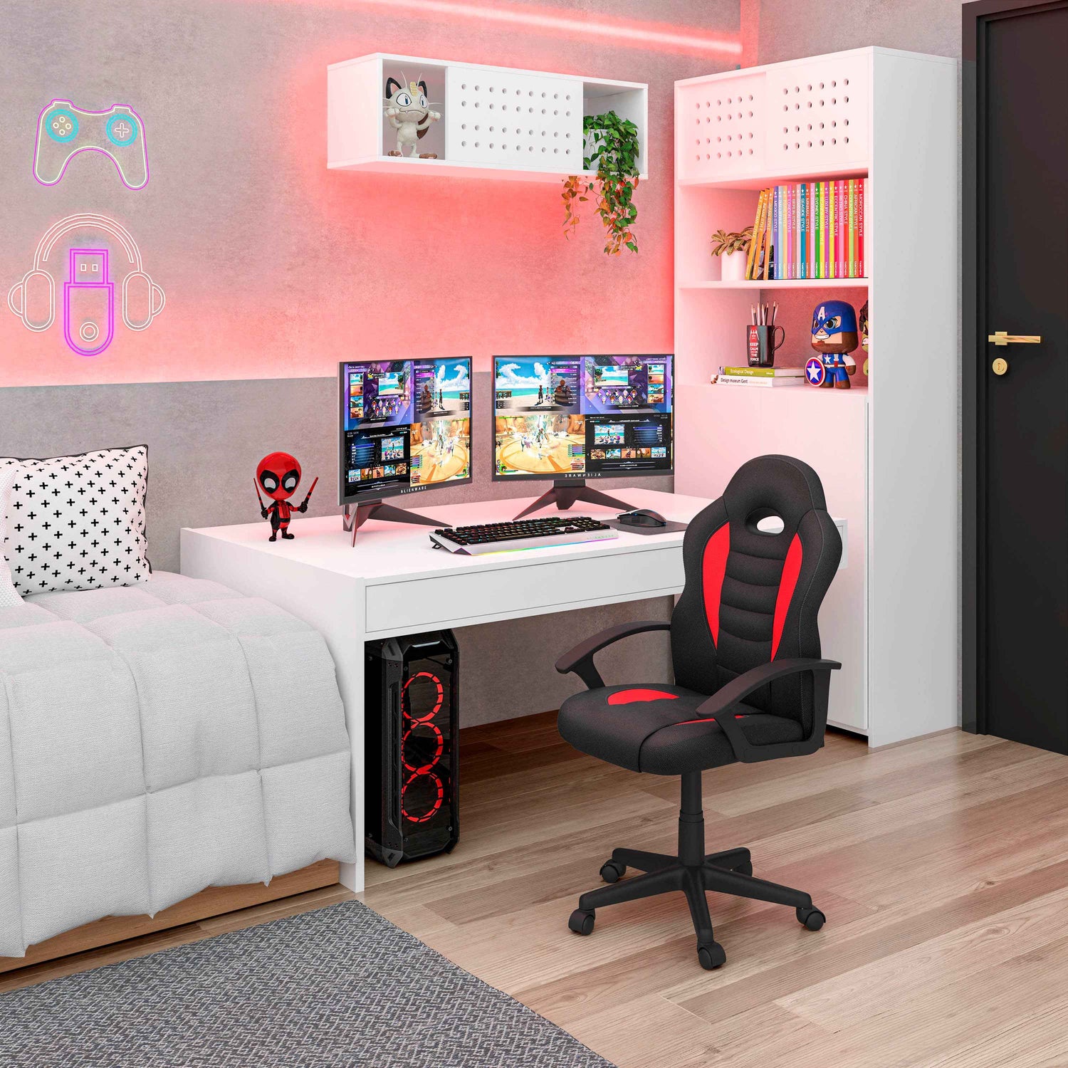 Techni Mobili Student Racer Office Chair, Red for home office seating