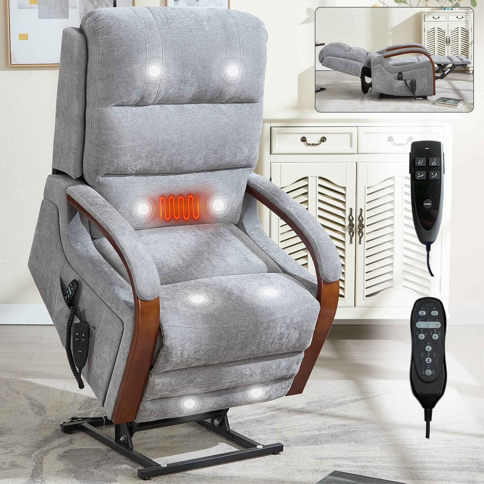 Power Chenille Lift Recliner Chair Dual Motor Infinite Position Up to 350 Pounds detail image 39