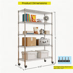 Heavy-Duty Adjustable Wire Shelving Unit with Wheels & Levelers for workshop, garage, storage, or utility use