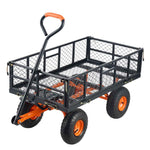 Metal Garden Dump Cart with 2-in-1 Handle for workshop, garage, storage, or utility use