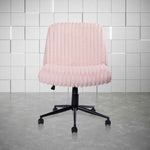 Techni Sport pink criss cross office chair with wide padded seat and rolling base