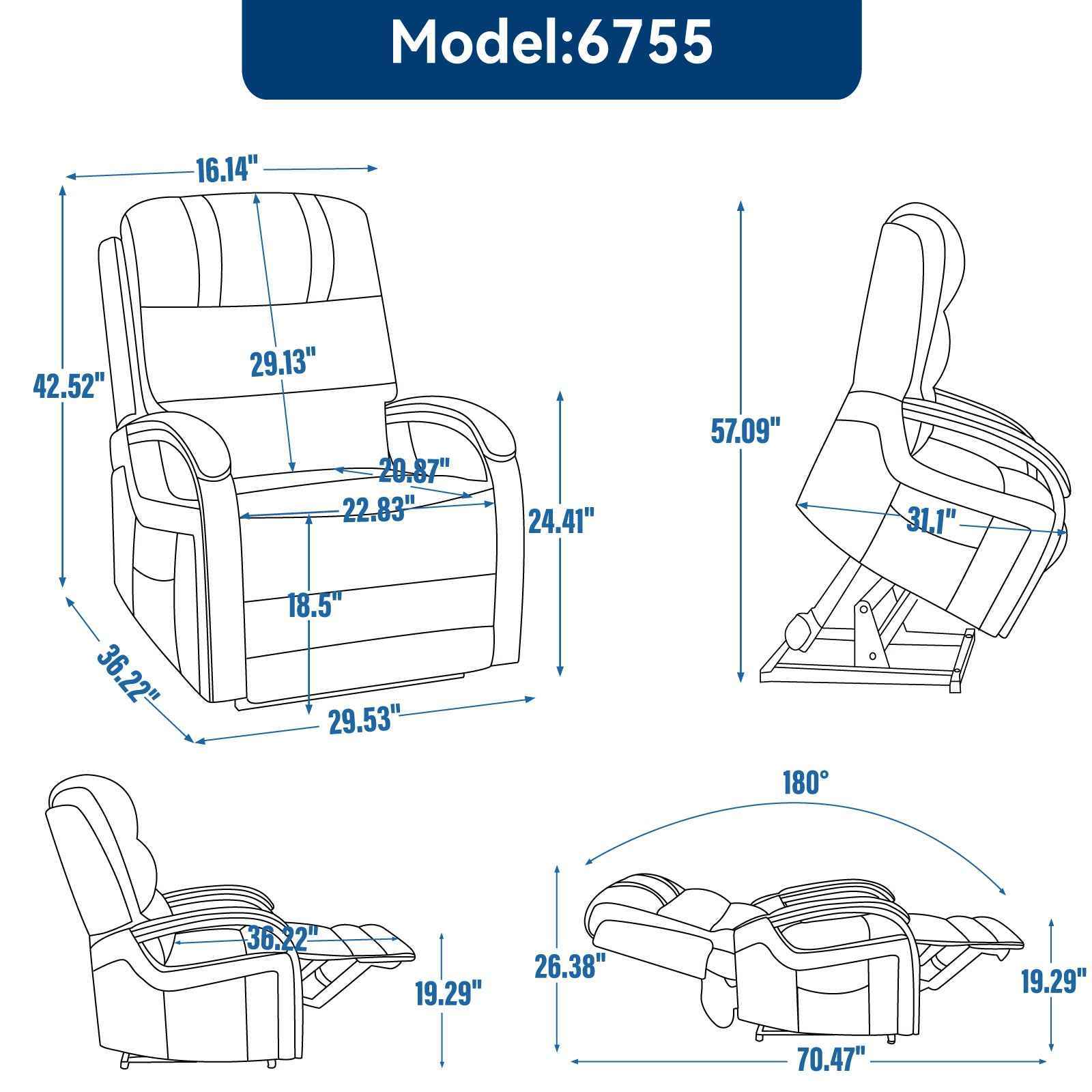 Power Chenille Lift Recliner Chair Dual Motor Infinite Position Up to 350 Pounds detail image 3