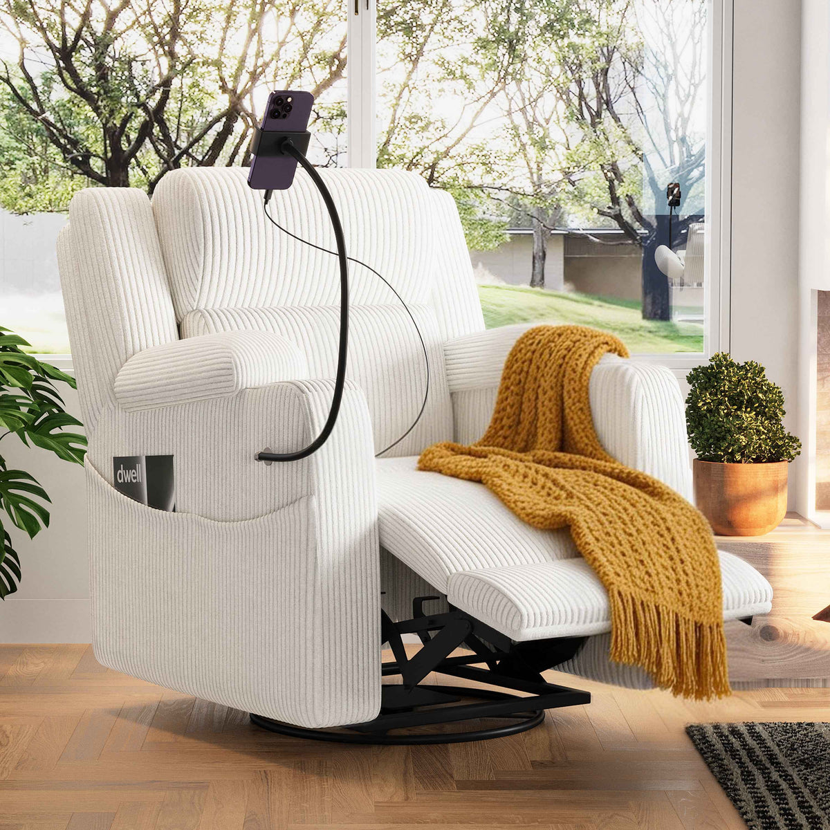 Electric Power Recliner Chair with Heat and Massage, 270° Swivel detail image 2
