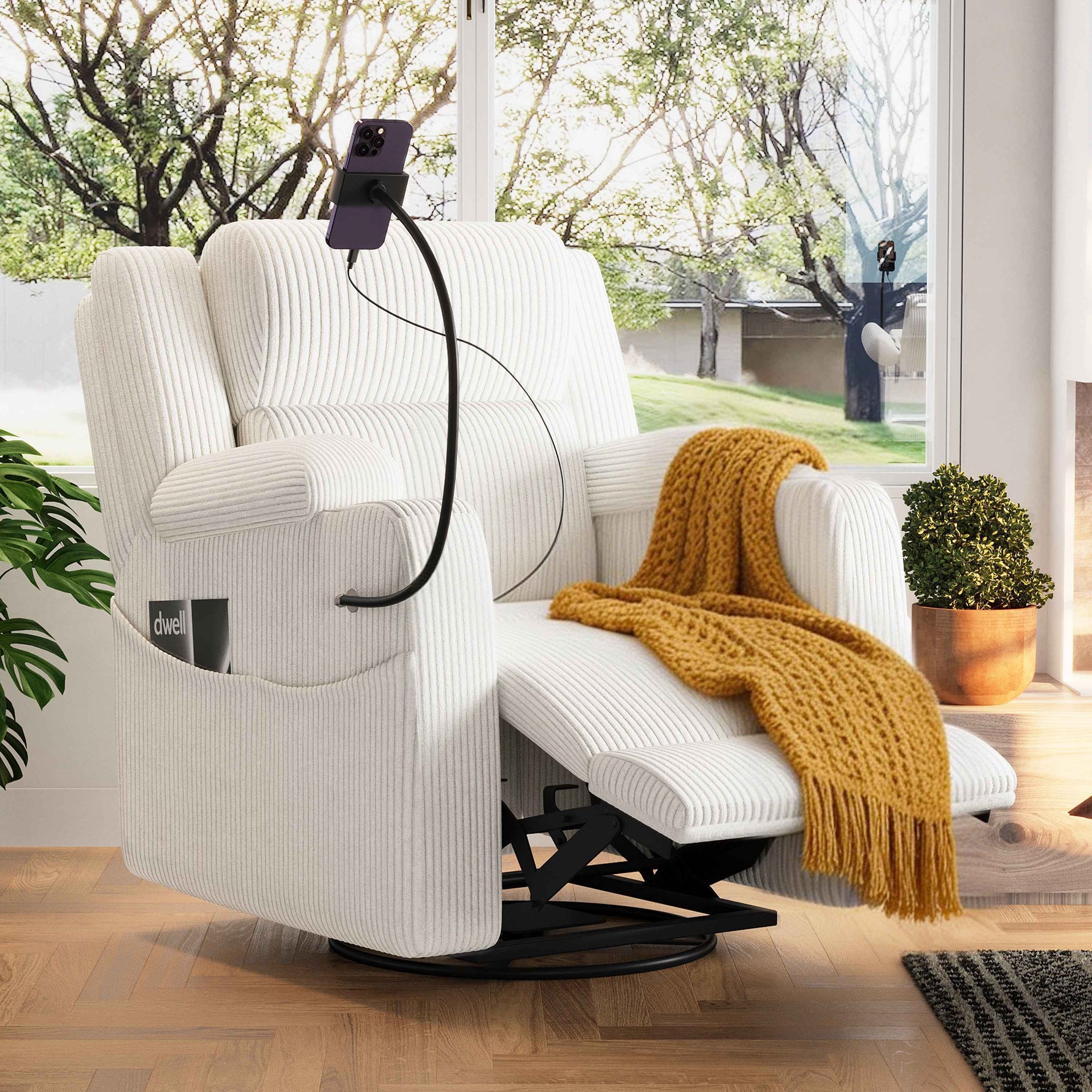 Electric Power Recliner Chair with Heat and Massage, 270° Swivel detail image 2