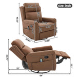 Modern Manual Recliner with 8-Point Massage and Heating, Swivel Rocking detail image 3