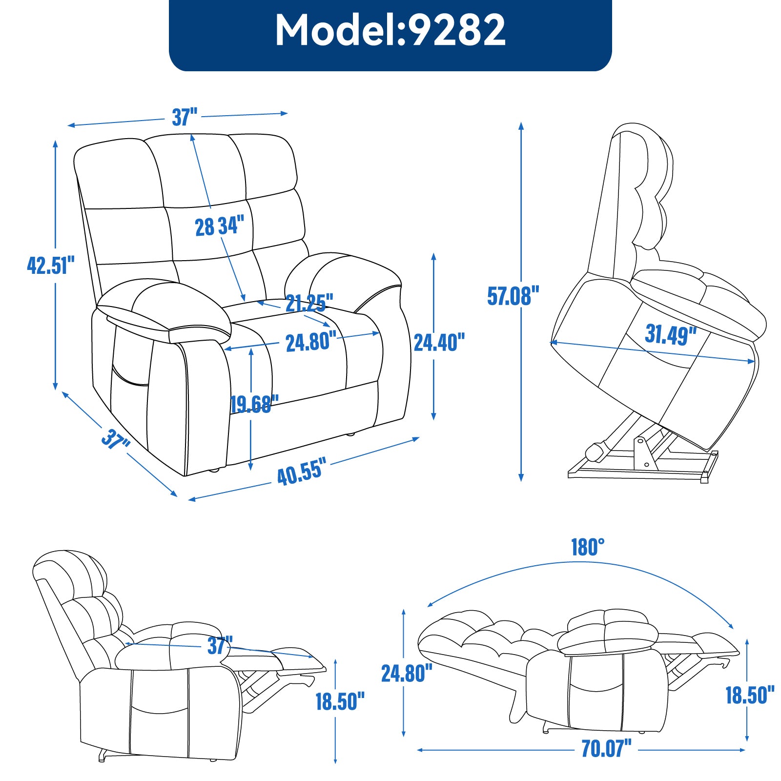 Dual-Motor Lift Recliner with Heat & Massage, 350 lb Capacity detail image 35