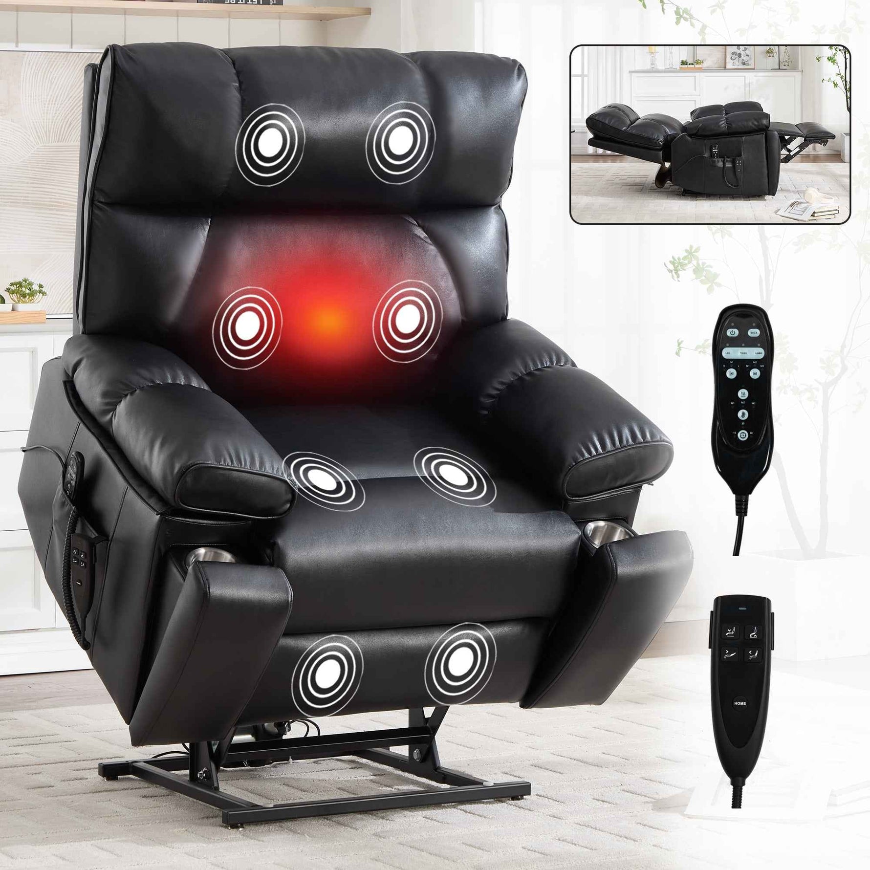 Dual-Motor Power Lift Recliner with Heat & Massage, 350 lb Capacity detail image 23