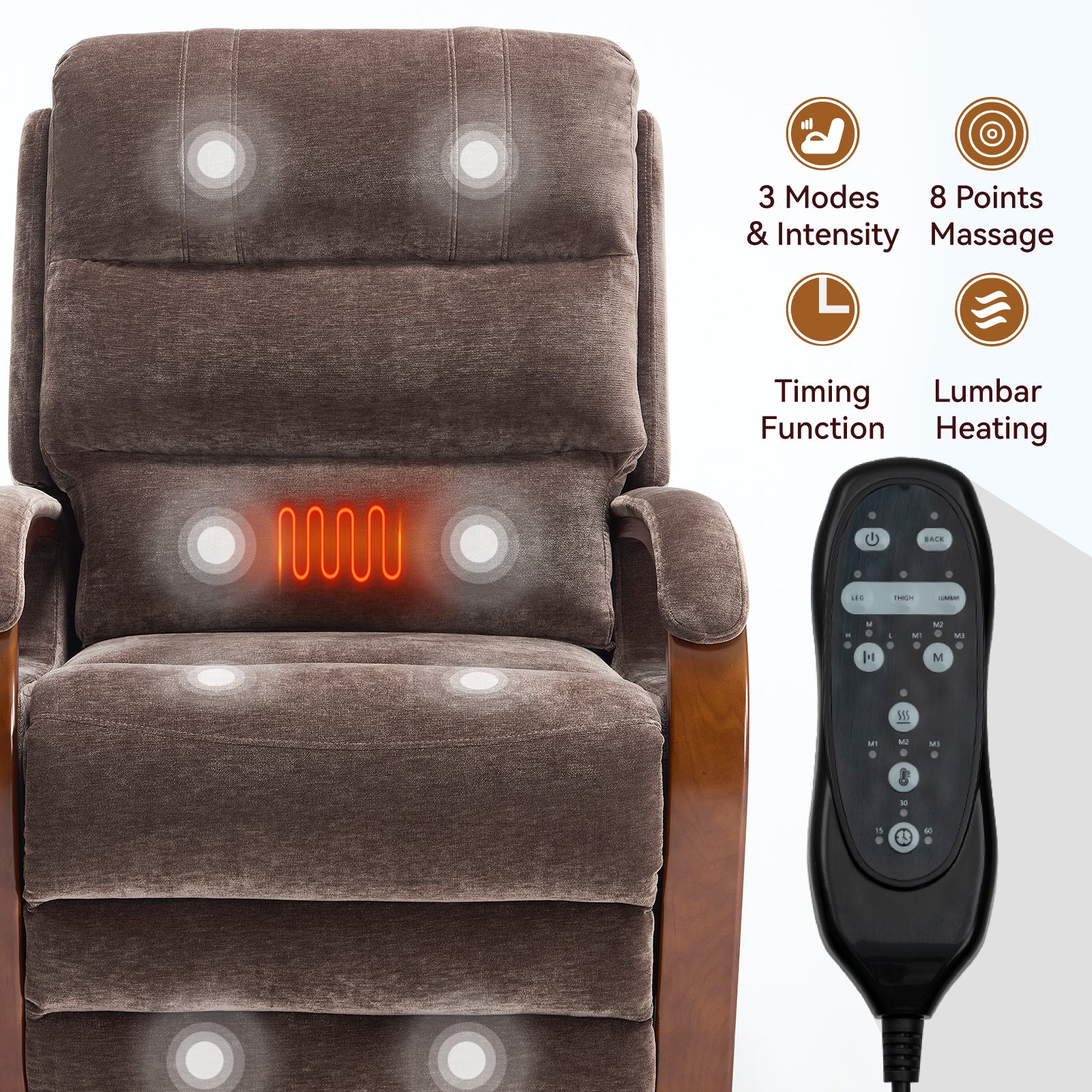Power Chenille Lift Recliner Chair Dual Motor Infinite Position Up to 350 Pounds detail image 25