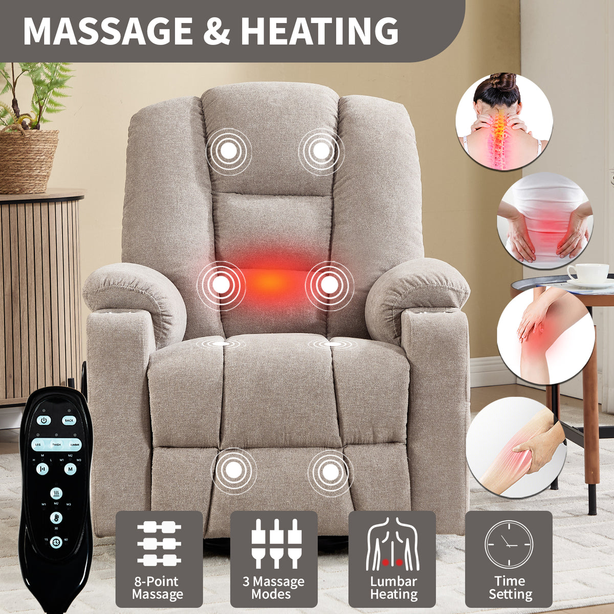 Large Dual-Motor Power Lift Heat & Massage Recliner detail image 45