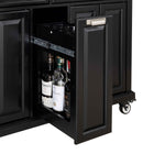 Rubberwood Drop-Leaf Kitchen Cart with 3 Drawers product view 16