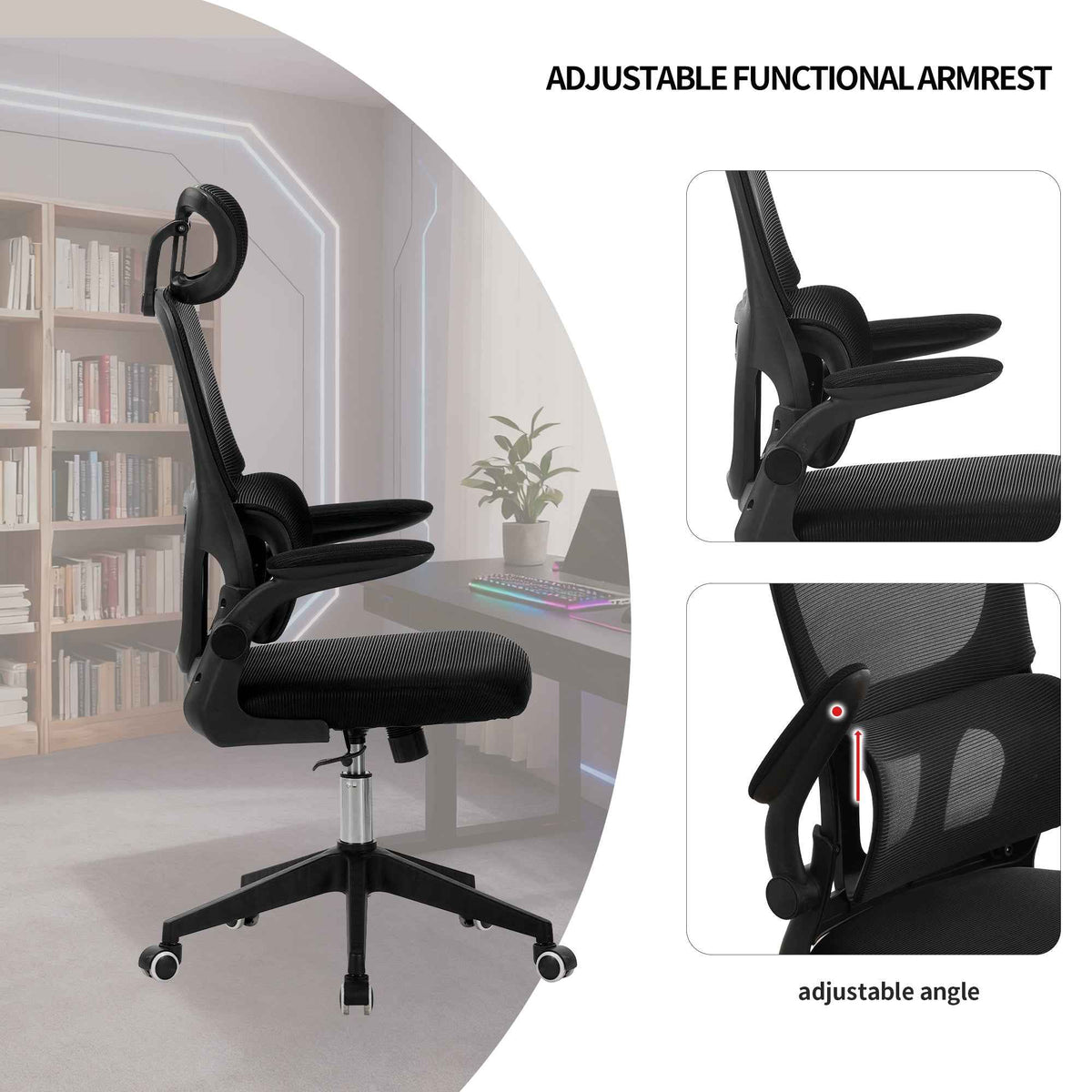 High Back Ergonomic Mesh Office Chair for home office seating