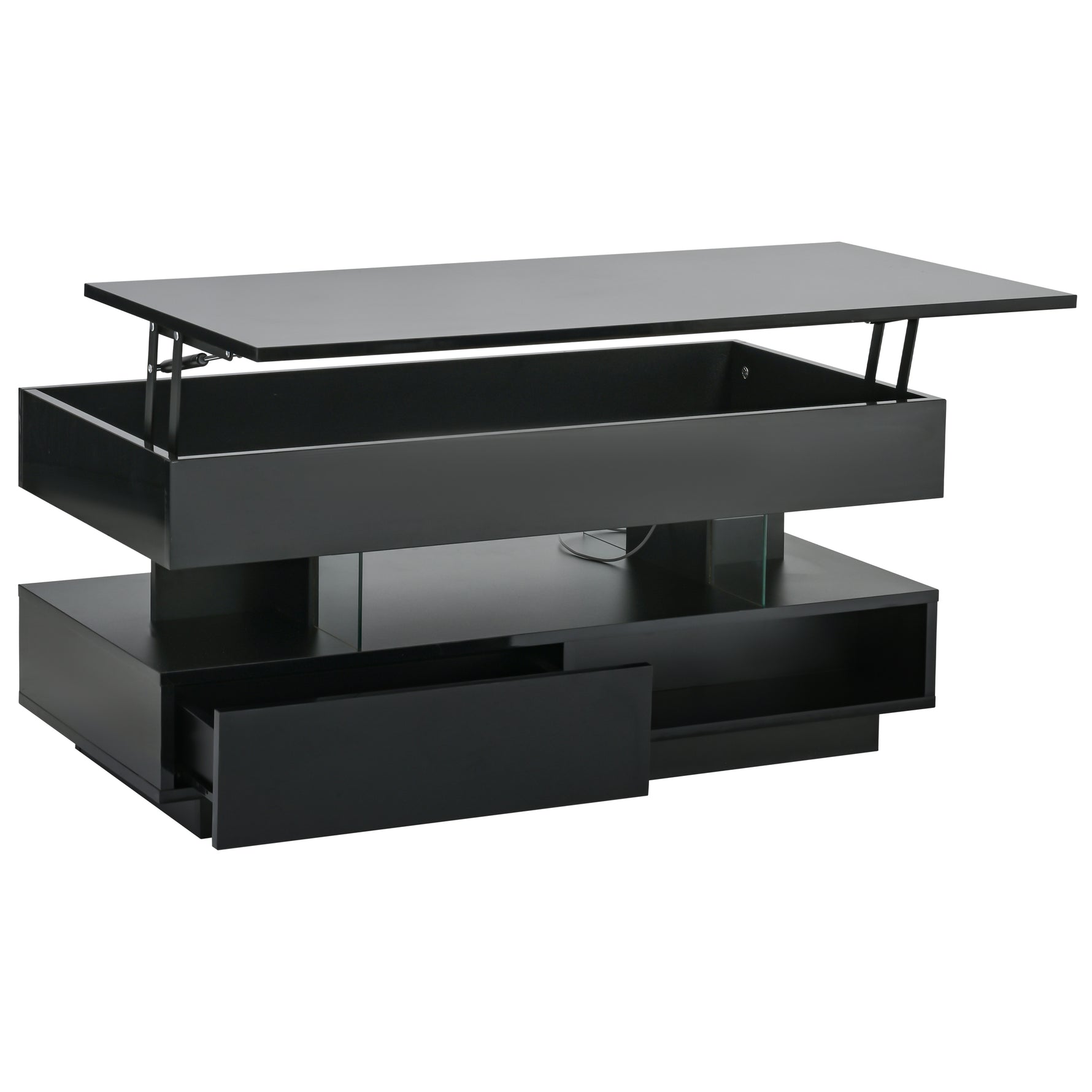 Lift-Top Coffee Table with Storage & LED Lights desktop storage organizer
