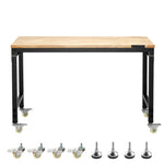VEVOR Adjustable Height Hardwood Workbench with Power Outlets for workshop, garage, storage, or utility use
