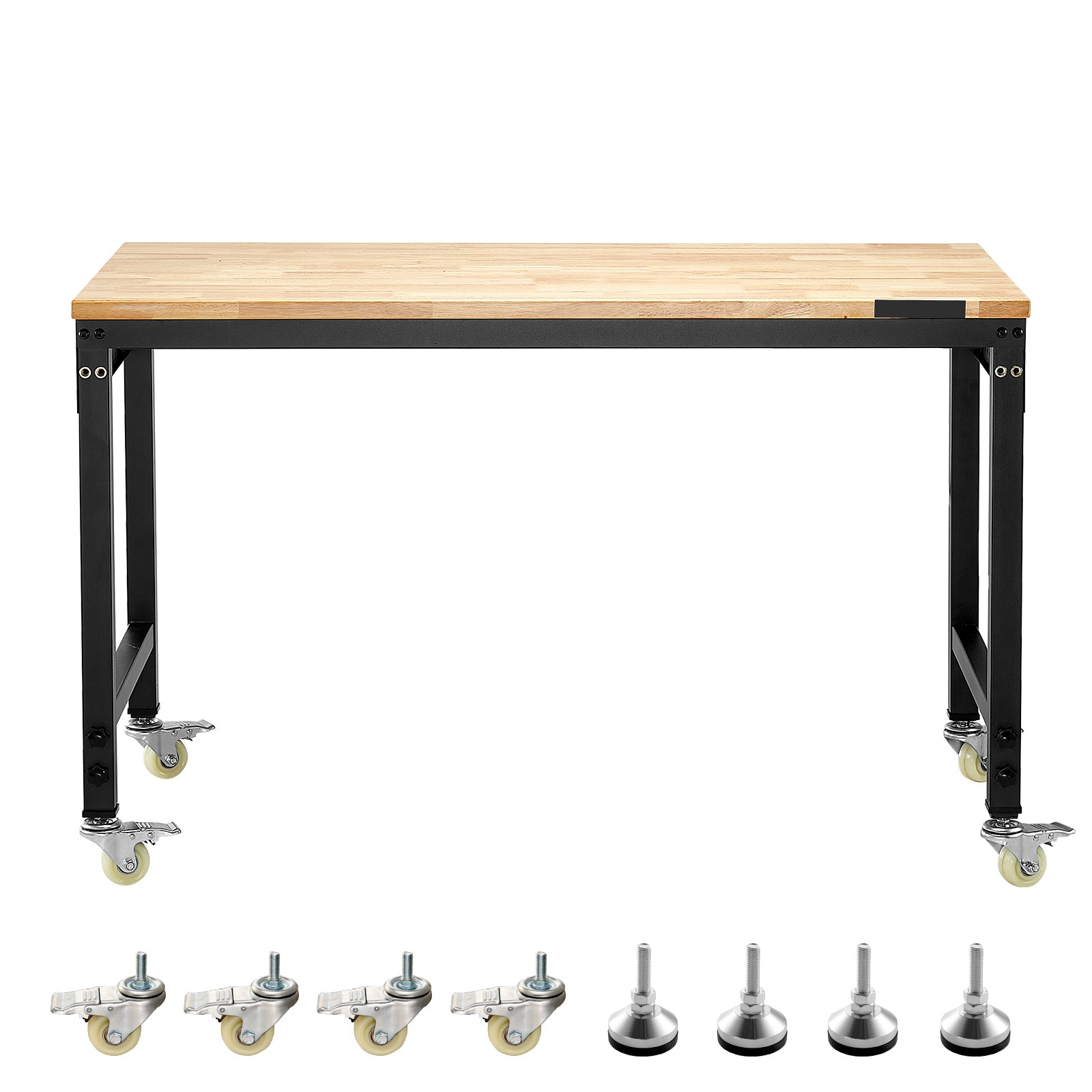 VEVOR Adjustable Height Hardwood Workbench with Power Outlets for workshop, garage, storage, or utility use