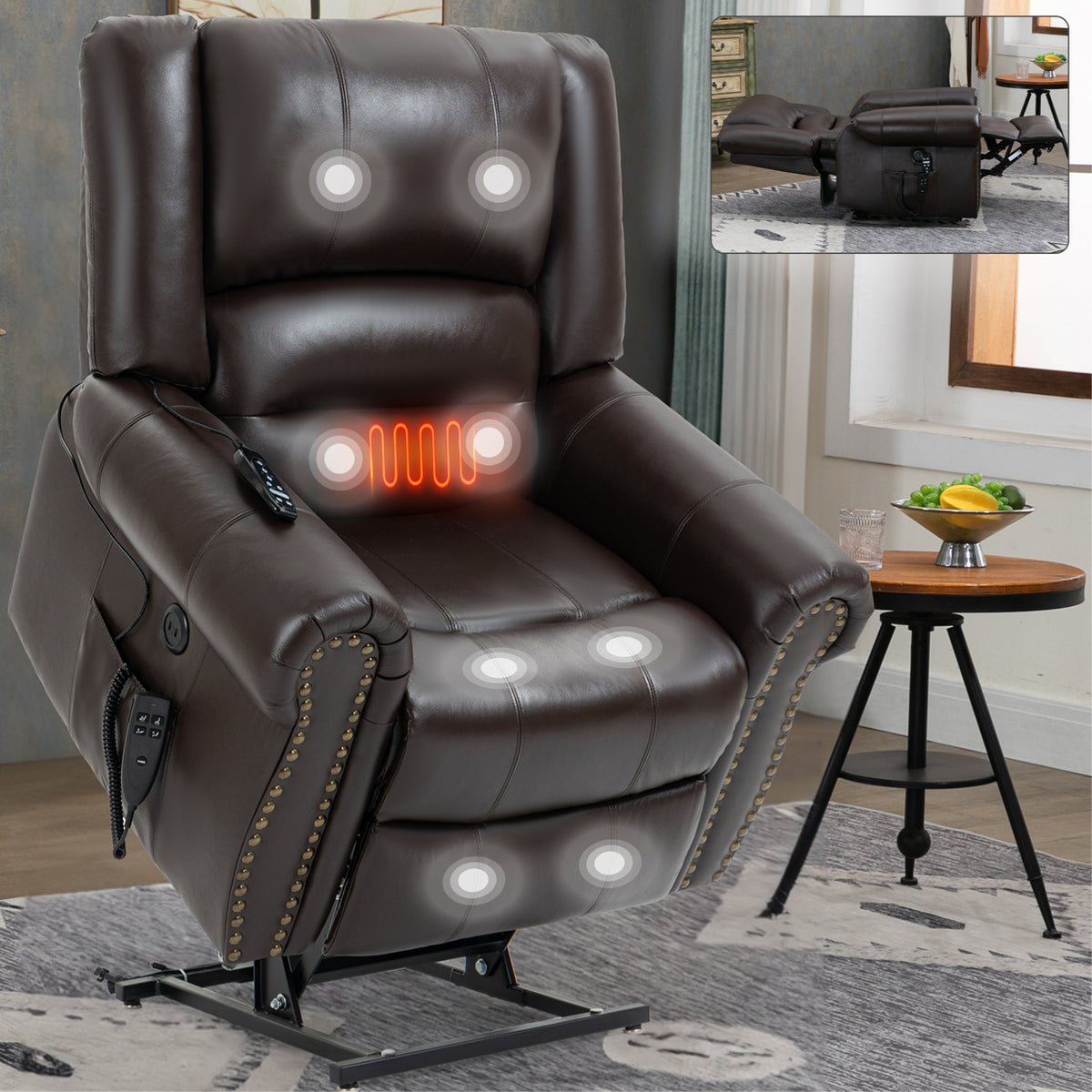 Dual-Motor Power Lift Heat & Massage Recliner detail image 18