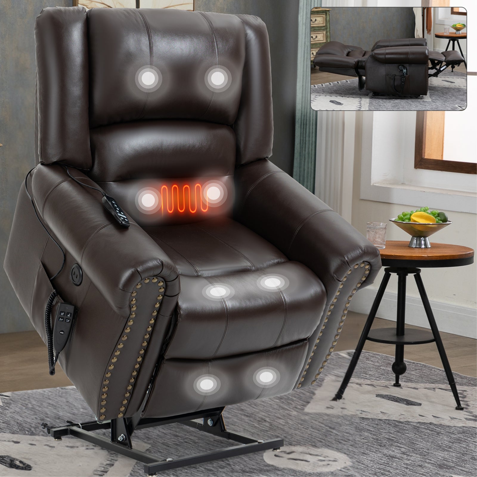 Dual-Motor Power Lift Heat & Massage Recliner detail image 18