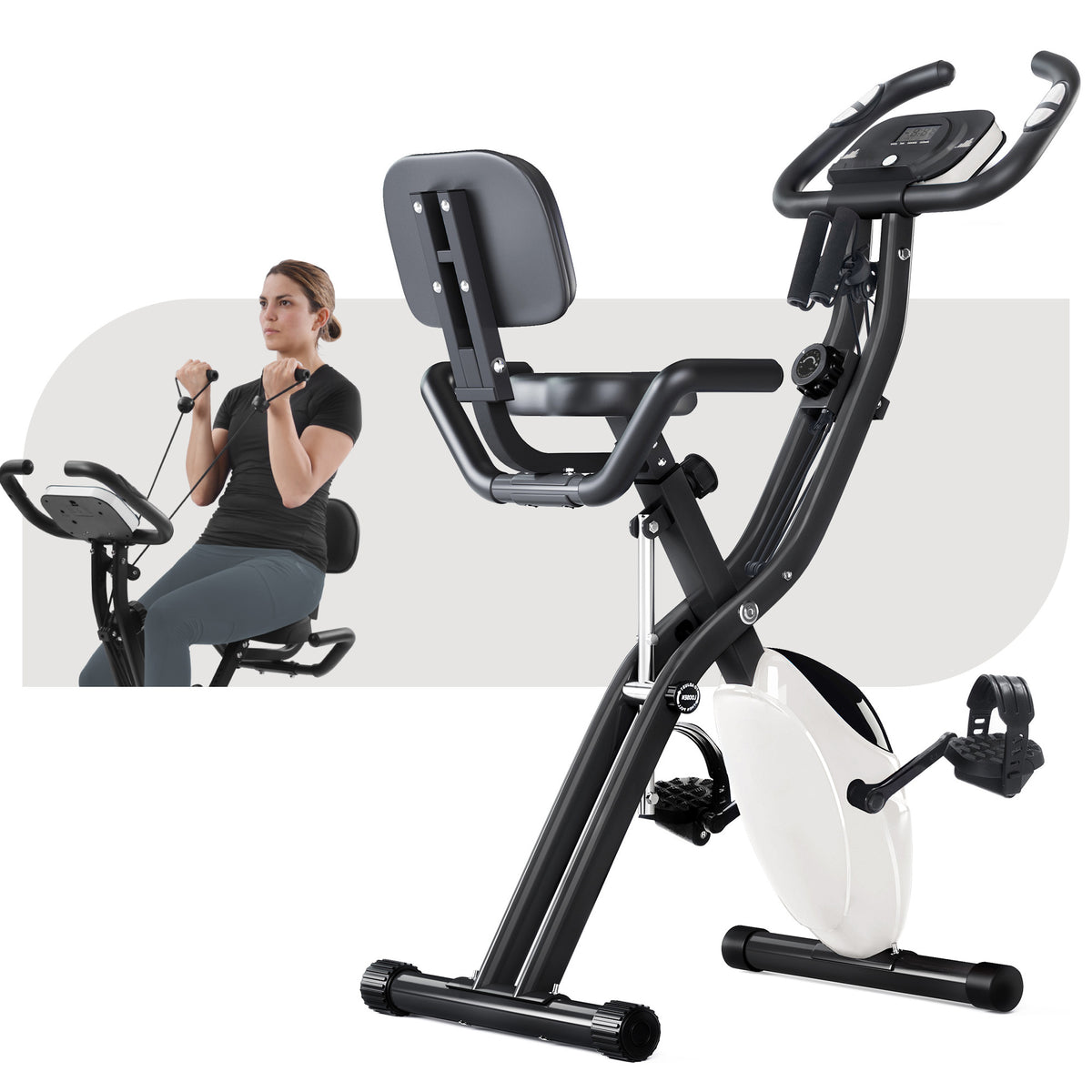 Folding Stationary Bike with 16-Level Magnetic Resistance, 300 lb Capacity detail image 46