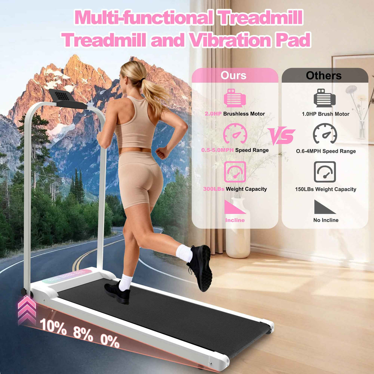 Foldable Under-Desk Walking Pad with Handlebar & Incline under-desk walking pad