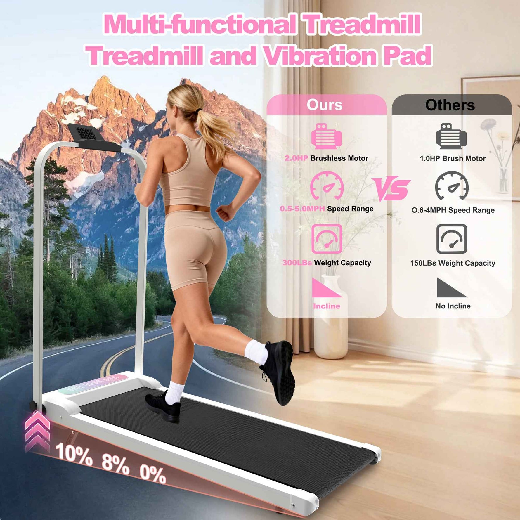 Foldable Under-Desk Walking Pad with Handlebar & Incline under-desk walking pad
