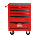 Rolling 5-Drawer Steel Tool Chest with Stainless Steel Top for workshop, garage, storage, or utility use